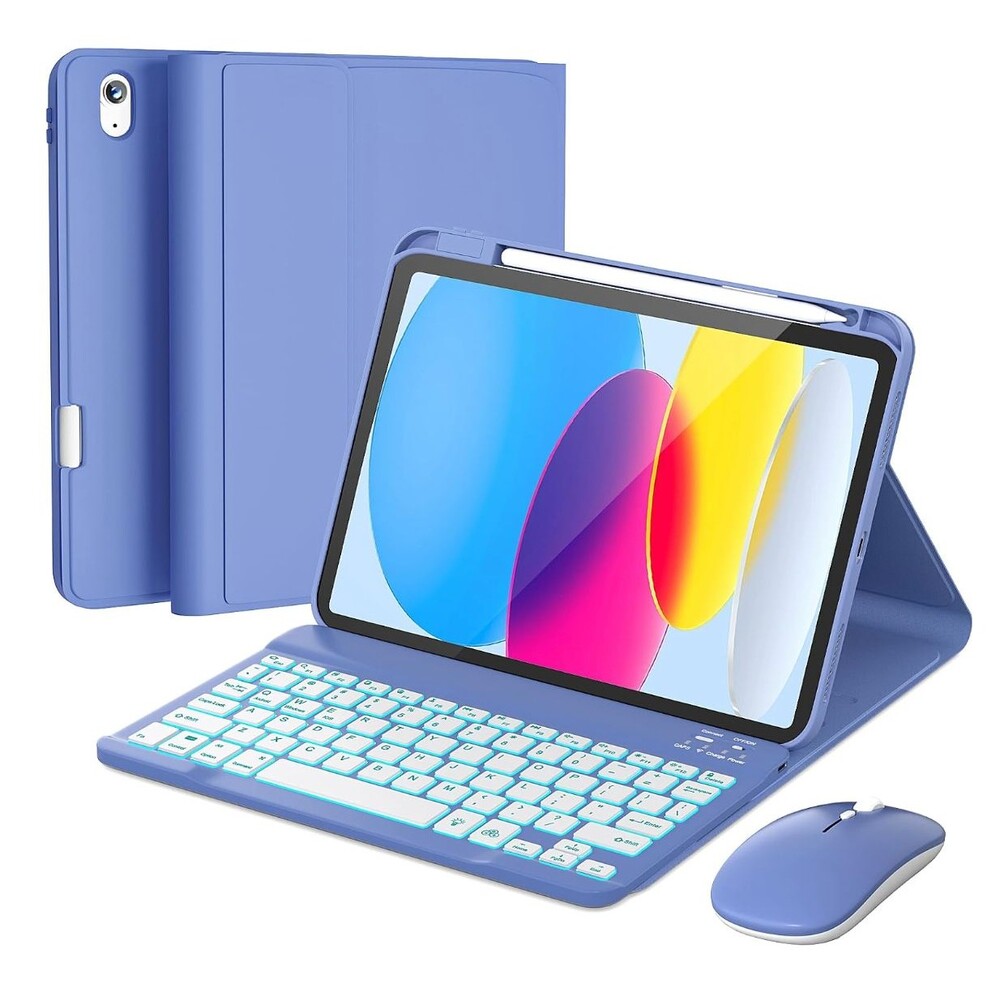 RAYMCRAFT iPad 11th A16 / 10th Gen Keyboard Case & Mouse Combo Lavender NEW